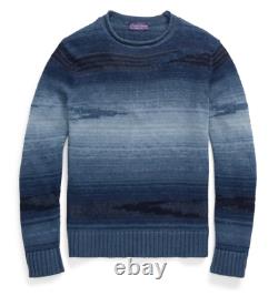 $1,495 Ralph Lauren Purple Label Italy Mens Blue Ombre Southwest Linen Sweater L