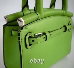 $1790 NEW RALPH LAUREN COLLECTION Green Kiwi Leather MINI RL50 Satchel Handbag