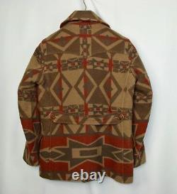 $1900 RRL Ralph Lauren Shawl Southwest Blanket Wool Pea Coat Jacket-Men Medium M