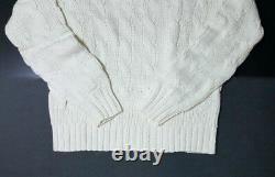 $195 Polo Ralph Lauren Cotton-blend Navy-cricket Cable Knit Mens Sweater-(m)