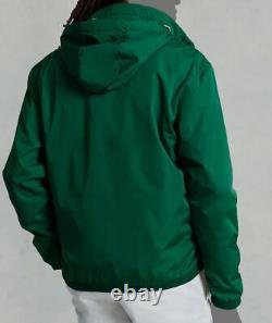 $198 Polo Ralph Lauren Men's Green Logo Hooded Windbreaker Coat Jacket Size M