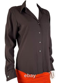 $1K Ralph Lauren Collection New 6 US 42 IT M Brown Silk Blouse Dress Top Runway