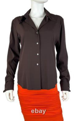 $1K Ralph Lauren Collection New 6 US 42 IT M Brown Silk Blouse Dress Top Runway