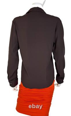 $1K Ralph Lauren Collection New 6 US 42 IT M Brown Silk Blouse Dress Top Runway