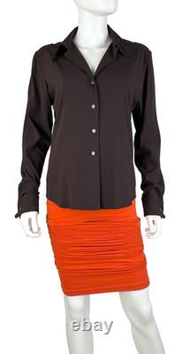 $1K Ralph Lauren Collection New 6 US 42 IT M Brown Silk Blouse Dress Top Runway