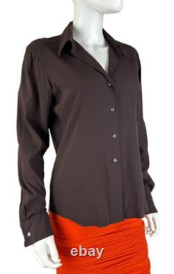$1K Ralph Lauren Collection New 6 US 42 IT M Brown Silk Blouse Dress Top Runway