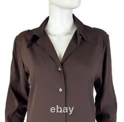 $1K Ralph Lauren Collection New 6 US 42 IT M Brown Silk Blouse Dress Top Runway