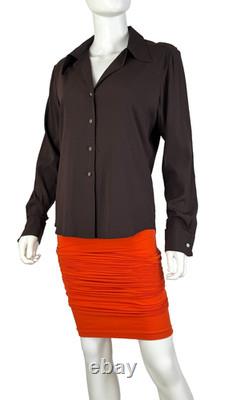 $1K Ralph Lauren Collection New 6 US 42 IT M Brown Silk Blouse Dress Top Runway
