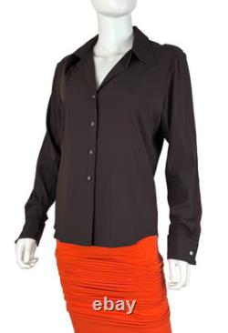 $1K Ralph Lauren Collection New 6 US 42 IT M Brown Silk Blouse Dress Top Runway