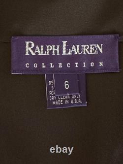 $1K Ralph Lauren Collection New 6 US 42 IT M Brown Silk Blouse Dress Top Runway