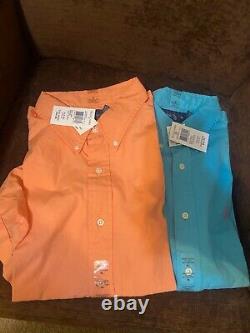 2 Polo Ralph Lauren, short sleeve button down, Peach and Teal XL Brand NEW