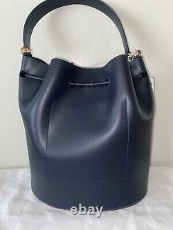 $225 NEW! NWT RALPH LAUREN Large Andie Drawstring Bag Leather Navy