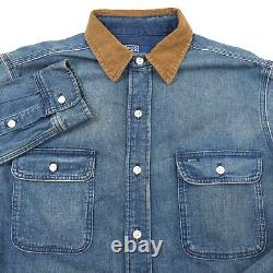 $228 Polo Ralph Lauren Classic Fit Denim Corduroy-Collar Shirt Mens Size Medium