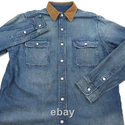 $228 Polo Ralph Lauren Classic Fit Denim Corduroy-Collar Shirt Mens Size Medium