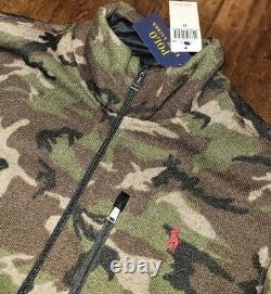 $228 Polo Ralph Lauren Fleece Lined Full Zip Knit Camo Jacket Men's Size XL NEW