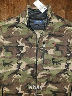 $228 Polo Ralph Lauren Fleece Lined Full Zip Knit Camo Jacket Men's Size XL NEW