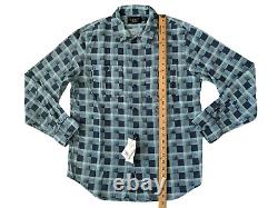 $229 New RRL Ralph Lauren Men's Plaid Twill Check Workshirt Cotton Shirt Medium