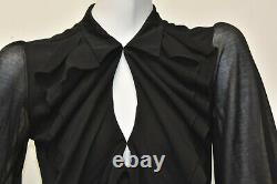 $245 NEW Ralph Lauren Blouse Long Sleeve Black Cotton Ruffle M
