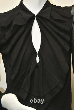 $245 NEW Ralph Lauren Blouse Long Sleeve Black Cotton Ruffle M