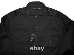$245 Ralph Lauren Black Label Black Slim Fit Military Casual Dress Shirt 16 / M