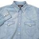 $265 Rrl Ralph Lauren Davey Wash Chambray Pearl Snap Western Shirt Mens Large