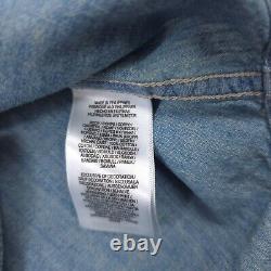 $265 RRL Ralph Lauren Davey Wash Chambray Pearl Snap Western Shirt Mens XL