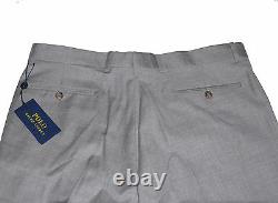 $295 Polo Ralph Lauren Mens Grey Italy Flat Front Wool Dress Slacks Pants New