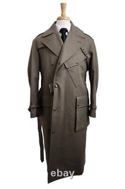 $2995 Ralph Lauren Purple Label Burnham Pale Olive Green Trench Coat Size M