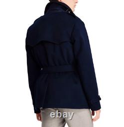 $3,995 Ralph Lauren Purple Label Melton Navy Wool Peacoat Trench Coat Jacket NWT