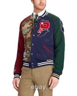 $348 Polo Ralph Lauren Tigers Military Camo Patchwork Letterman Baseball Jacket