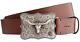 $395 Ralph Lauren Purple Label Brown Leather Western Longhorn Buckle Belt New