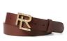 $395 Ralph Lauren Purple Label Mens Brown Vachetta Leather Gold Rl Buckle Belt