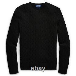 $398 NWT POLO RALPH LAUREN Men's Crewneck Cable-Knit 100% Cashmere Sweater Large