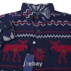 $398 Polo Ralph Lauren Classic Fit Jacquard Work Shirt Mens Medium