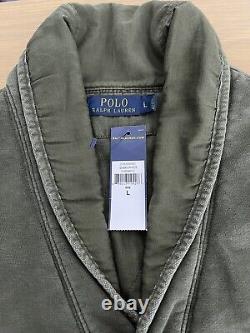 $398 Polo Ralph Lauren Large Utility Cardigan Jacket RRL Rugby Green Military RL