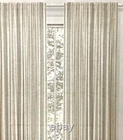 4 Ralph Lauren Curtain Panels OPHELIA Linen Black Hemstitch Stripe 54 x 84 NEW
