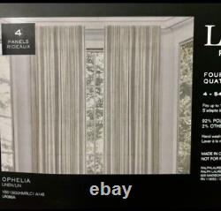 4 Ralph Lauren Curtain Panels OPHELIA Linen Black Hemstitch Stripe 54 x 84 NEW
