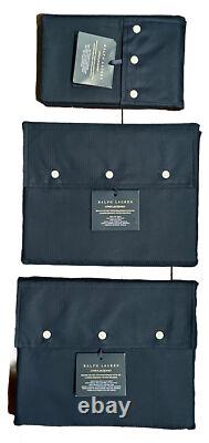 $445 New Ralph Lauren Home Twin Flat Fitted Sheet & Pillowcases Lovan Plaid Navy