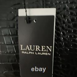 $475 NWT Ralph Lauren Satchel Bag Tote Leather Croco Embossed Logo LRL Crown