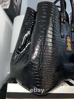$475 NWT Ralph Lauren Satchel Bag Tote Leather Croco Embossed Logo LRL Crown
