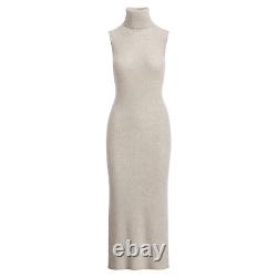 $498 Polo Ralph Lauren Womens Grey Ribbed Cashmere Turtleneck Maxi Dress NWT