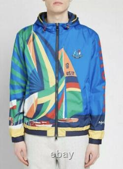 $628 Polo Ralph Lauren 1992 Water Repellent Sailing Graphic Jacket Windbreaker M