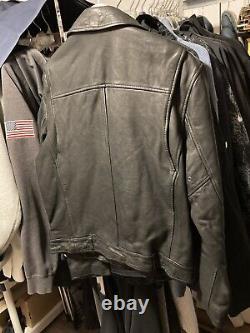 $698 New Ralph Lauren Iconic Biker Leather Jacket Large