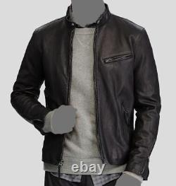 $698 Polo Ralph Lauren Men's Black Full-Zip Leather Motorcycle Coat Jacket L