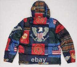 Brand New Polo Ralph Lauren Patch Work Print Down Jacket Pwing Snowbeach Size 2x