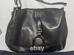 Brand New! Ralph Lauren Black Leather Shoulder Handbag Purse With Dust Bags (83)