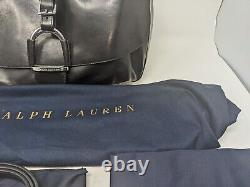 Brand New! Ralph Lauren Black Leather Shoulder Handbag Purse With Dust Bags (83)