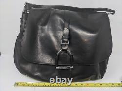 Brand New! Ralph Lauren Black Leather Shoulder Handbag Purse With Dust Bags (83)