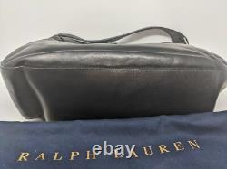 Brand New! Ralph Lauren Black Leather Shoulder Handbag Purse With Dust Bags (83)