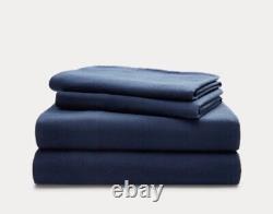 Brand New Ralph Lauren Queen Sheet Set 4pc Cotton Flannel Navy Blue